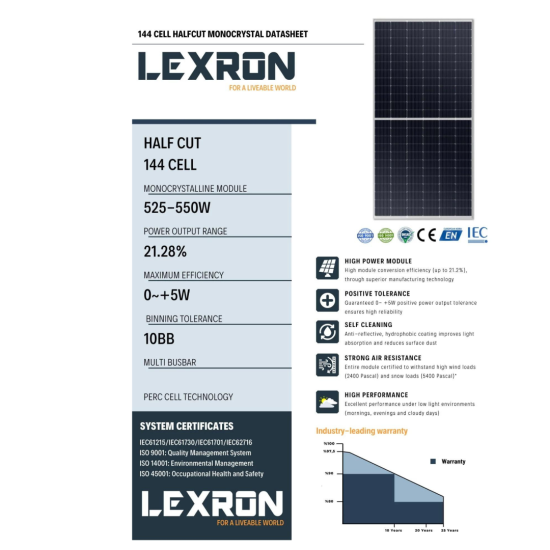 LEXRON 560W 10BB HALF CUT MONOKRISTAL GÜNEŞ PANELİ